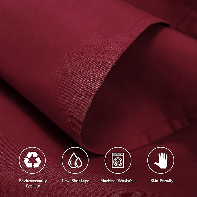 4 Piece Bed Sheet Set (Queen,Burgundy) 1 Flat Sheet,1 Fitted Sheet and 2 Pillow Cases,Brushed Microfiber Luxury Bedding with Deep Pockets
