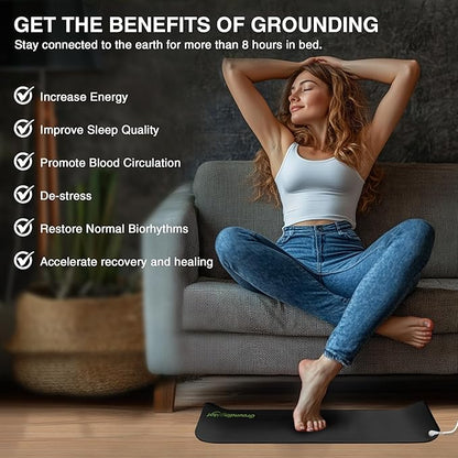 Grounding Mat for Sleep, Energy, Pain Relief, Inflammation, Balance, Wellness. Earth Connected Therapy. Indoor Grounding at Home, Office, Work. 15 Foot Cord Included,16 * 24 in