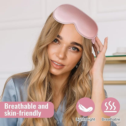 Sleep Mask,Upgraded 3D Deep Contoured Eye Mask for Sleeping,No Pressure Eye Covers 99% Block Out Light Eye Mask with Adjustable Elastic Strap for Sleeping, Yoga, Traveling (1pc,Pink)