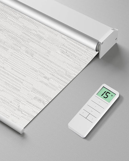 Motorized Roller Shade with Remote Control, Blackout Electric Shade for Windows Compatible with Alexa Google via Hub, Rechargeable Smart Window Blind Customized Size (Texture White)