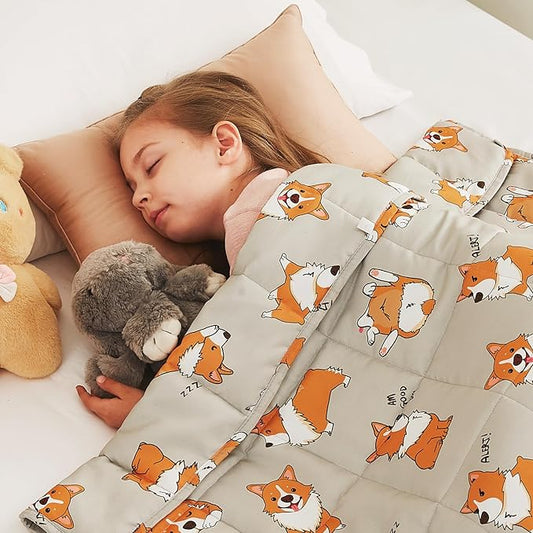 CuteKing Weighted Blanket - Weighted Blanket with Premium Glass Beads - Breathable Heavy Blanket for Comfort Sleep - Thick Blanket All Season (10lbs, 50"x60", CuteDog)