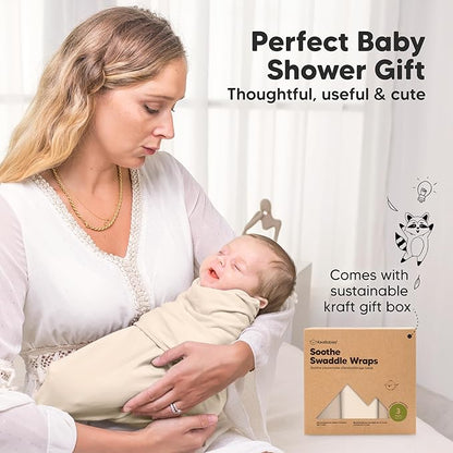 3-Pack Organic Baby Swaddle Sleep Sacks - Swaddles for Newborns, Infant 0-3 Months, Baby Girls, Boys, Soft & Snug Newborn Sleep Sack, Nursery Swaddling Blankets (Ecru, OS)
