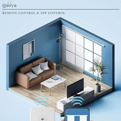 Quoya QL600 Smart Electric Curtain Track, Motorized Motor, Adjustable Track Length, Compatible with Alexa, Google, Siri, Apple Watch (up to 275 inches (7 metres) (Wall Brackets NOT Included)