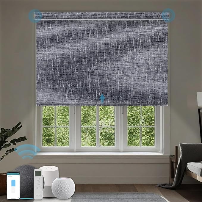 Motorized Blinds with Remote, Electric Shades with Remote Control,Compatible with Homekit, 100% Blackout Solar Blind,Child Safety Shades,Dark Charcoal