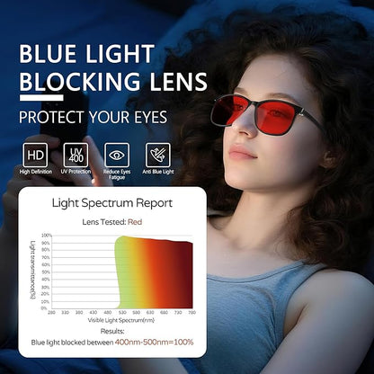 Sleep Blue Light Blocking Glasses for Men and Women, Computer Gaming Glasses Anti Eyestrain & UV Glare