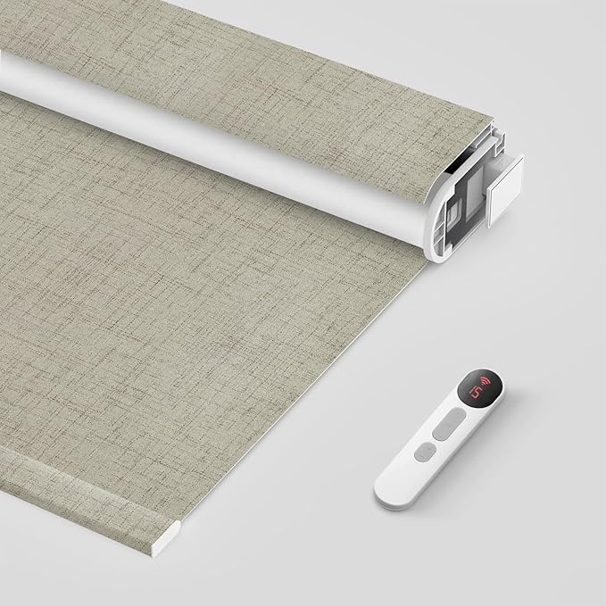 Bringnox No Drill Motorized Blinds with Remote,Blackout Windows,with Apple Homekit,Alexa,Google, with App,Voice Control Custom Size
