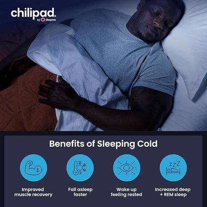 Chilipad Cube Bed Cooling System - Cooling & Heating Mattress Topper, Custom Bed Temperature, Cool Sleep Enhancement, Temp Range of 60-115°F, ME Half Cal King Bedsize (36" W x 84" L), Model CP508