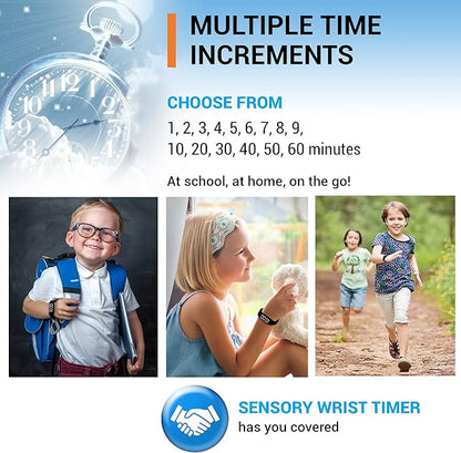 Sensory Wrist Timer for Kids, Teachers, Students, Simple Reminder Watch with Silent Alarm Clock Wristband, Classroom Countdown (Black)