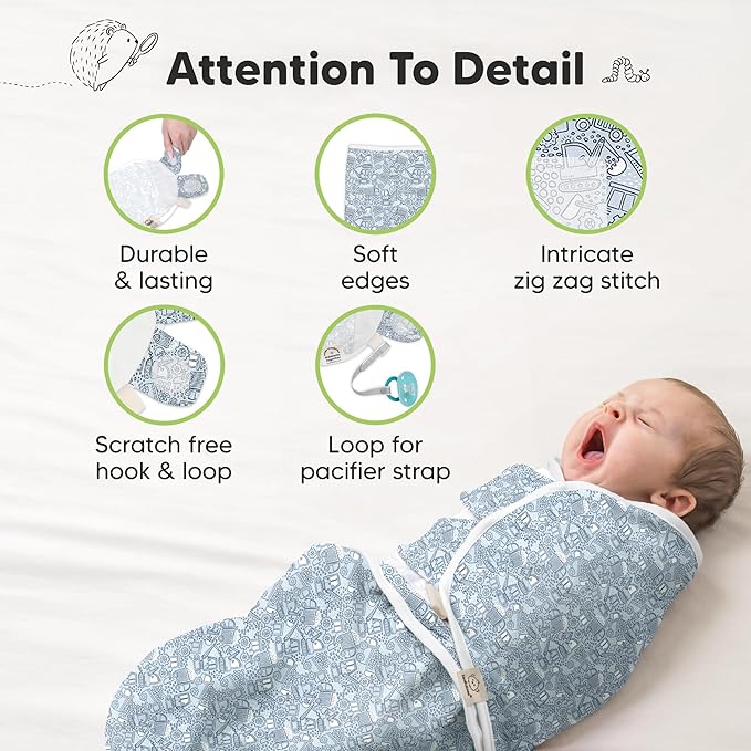 3-Pack Organic Baby Swaddle Sleep Sacks - Swaddles for Newborns, Infant 0-3 Months, Baby Girls, Boys, Soft & Snug Newborn Sleep Sack, Nursery Swaddling Blankets (Excavation, OS)