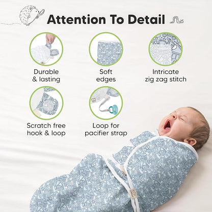3-Pack Organic Baby Swaddle Sleep Sacks - Swaddles for Newborns, Infant 0-3 Months, Baby Girls, Boys, Soft & Snug Newborn Sleep Sack, Nursery Swaddling Blankets (Excavation, OS)