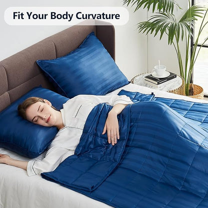 Weighted Blanket Queen Size (60"x80" 12lbs),Ultra Soft and Cozy Cooling Weighted Blanket Queen Size for Adult,Heavy Blanket with Machine Washable Soft Blanket, Navy Blue