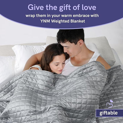 YnM Cooling Weighted Blanket for Adults, 15lbs Heavy Bed Throw Comforter with 100% PE Fabric, Ideal for Hot Sleepers or Summer Days(60x80 Inches for Queen/King Bed, 15 Pounds, Grey)