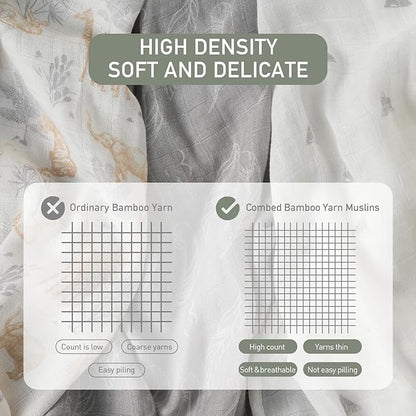 GLLQUEN BABY Receiving Blanket Boy Cotton Muslin Swaddle Blankets Girl Newborn Squares Breathable & Soft Thin Baby Blankets Cloths Double Absorbent Infant Swaddling Wrap - 6 Pack(Jungle)