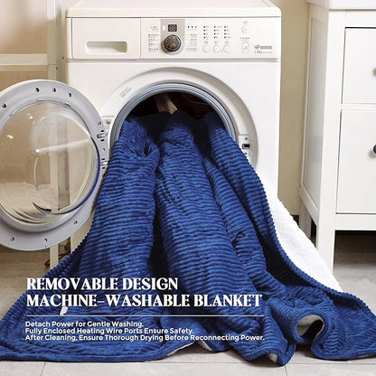 Bafode Electric Blanket Twin, 62"x84" Heated Blanket, Over-Heat Protection, 10 Heating Levels 5 Time Settings, Auto-Off, Flannel & Sherpa Blanket Fast Heating, ETL Certification, Machine Washable