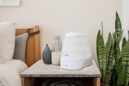 Crane x HALLS Collapsible Cool Mist Humidifier for Bedroom and Office, 1 Gallon Portable Humidifier for Travel and Easy Storage, Blue and White