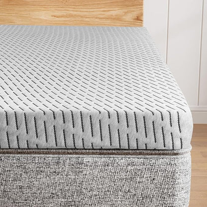 Bamboo Mattress Topper Twin XL Size 4 Inch, Cooling Gel & Bamboo Charcoal Memory Foam Mattress Topper for Back Pain Relief, Firm Dual-Layer Foam Bed Pad with Removable Cover College Dorm