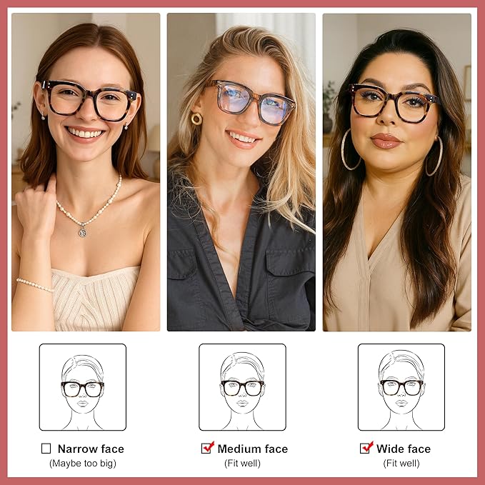 Madison Avenue Blue Light Blocking Glasses Oversized Fashion Blue Light Glasses for Women Anti Eyestrain & UV Protection Computer Eyeglasses (Red)