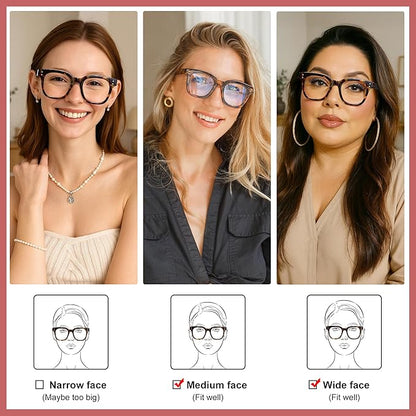 Madison Avenue Blue Light Blocking Glasses Oversized Fashion Blue Light Glasses for Women Anti Eyestrain & UV Protection Computer Eyeglasses (Red)