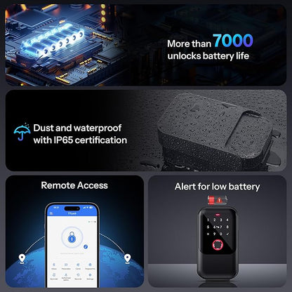 Smart Key Lock Box - Advanced Fingerprint Recognition, TTLock Control, Manual Keys, Access Card - Weatherproof, Wall Mounted & Door Hanging for Home, Airbnb, Realtor and Office