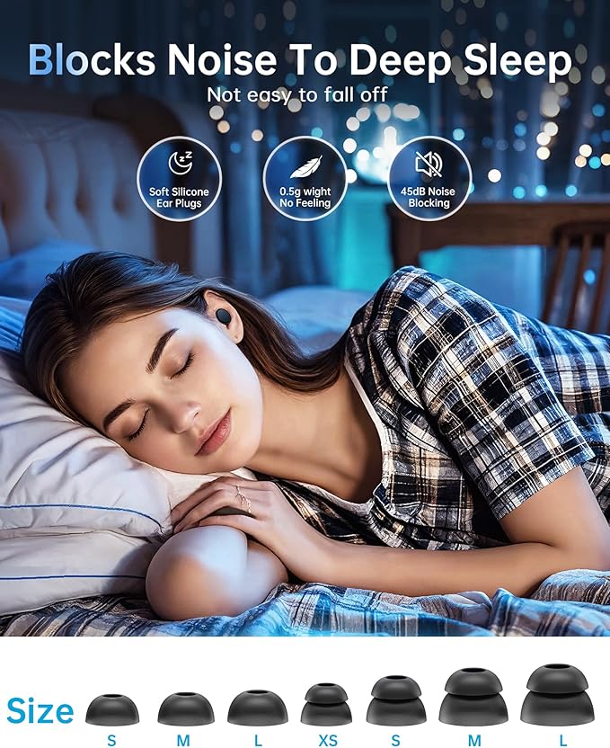Ear Plugs for Sleeping Noise Cancelling,45dB Ear Plugs for Noise Reduction Reuseable Concert Ear Plugs for Sleeping, Concerts, Traveling, Working Black