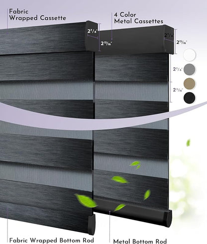 Graywind Motorized Blinds with Remote, Smart Zebra Shades for Windows, Roller Blinds Compatible with Apple Homekit, Alexa, Google Home, Custom Size, Classic - Grey