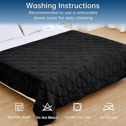 OMYSTYLE Weighted Blanket for Adults (12lbs, 48''x72'') - Twin Size Heavy Throw Blanket, Breathable and Cooling Microfiber Material with Premium Glass Bead for All Season Use, Machine Washable, Black