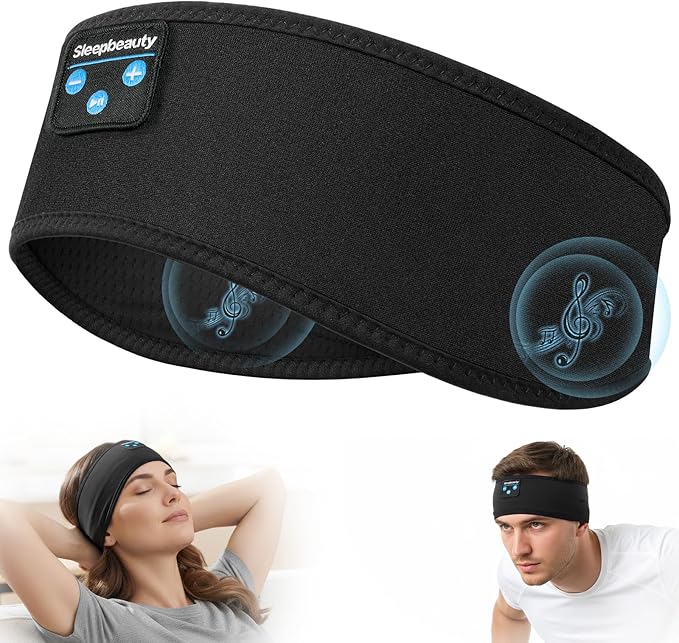 Sleep Headphone Bluetooth 5.4 Headband, Wireless Earphones Sweat Resistant with Ultra-Thin HD Stereo Speakers, Soft & Breathable Headband for Side Sleepers, Workout, Meditation, Travel