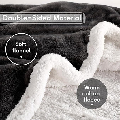 Heated Blanket Electric Throw Size 50''x60'' with 9 Heating Levels, 1-10 Hour Auto Shut Off, Machine Washable, Flannel & Sherpa Double-Sided Soft Warming Blanket for Couch, Bed, Office - Dark Grey