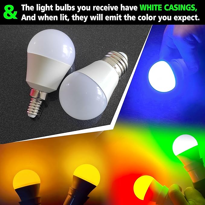 E12 Candelabra Red Light Bulbs for Sleep 25w-40w Equivalent, 625nm Red Light Bulbs 3W 300LM, G45 Blue Light Blocking, E12 Small Base for Bedroom Porch Christmas Holiday Festival, Non-Dimmable, 2 Pack