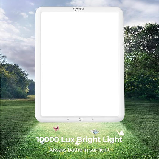 sympa Light Therapy Lamp, Sun Lamp with 10000 Lux, Happy Mood Lamp with Adjustable Brightness, Memory Function & 30 Minute Timer & Rotatable Stand, for Home Office Traveling
