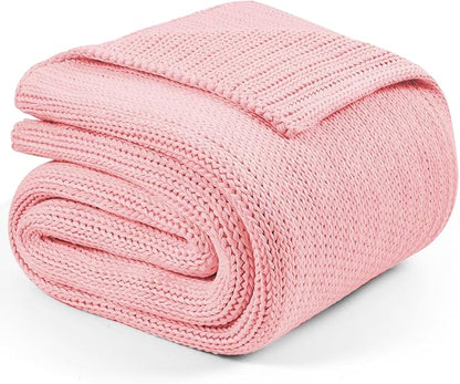 L'AGRATY Knitted Weighted Blanket - 50"x60" 7lbs Cooling Chunky Knit Heavy Blanket for Adults Braided Crochet Throw Thick Cable Yarn Knit Decorative No Beads Evenly Weighted Machine Washable