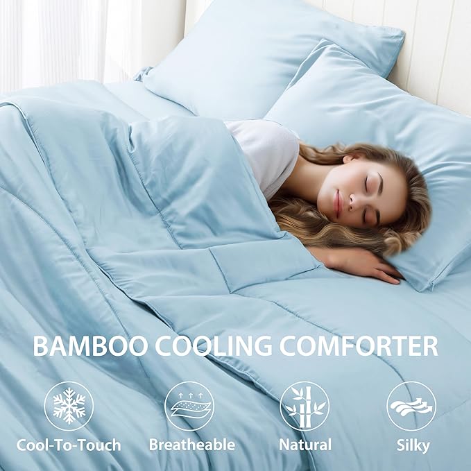 Bamboo Viscose All Season Comforter/Blanket - Ultra Soft & Breathable Comfort - Perfect Medium Weight for Snuggling Without Overheating - Enjoy Cozy Sleep All Night