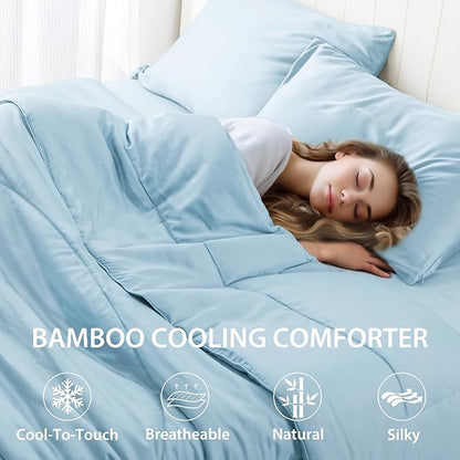 Bamboo Viscose All Season Comforter/Blanket - Ultra Soft & Breathable Comfort - Perfect Medium Weight for Snuggling Without Overheating - Enjoy Cozy Sleep All Night