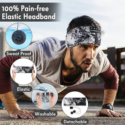 LC-dolida Sleep Headphones Bluetooth 5.4, Headband Earphones Wireless, Sleep Mask for Sleeping, Sports, Gifts, Workout, Jogging, Yoga,Insomnia, Air Travel, Meditation