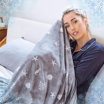 Ailemei Direct Cooling Blanket with Double Sided Cold Effect, Lightweight Breathable Summer Oversize Coastal Theme Bed Blankets, Transfer Heat to Keep Body Cool for Hot Sleepers Night Sweats, 90“x90”