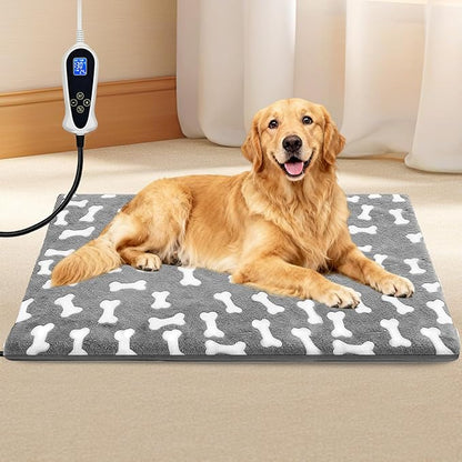 Bestio Extra Large Dog Heating Pad,47x30 in Heated Dog Bed with Constant Heat & Auto Modes，MET&UL Certified Pet Heating Pad with Soothing Warmth,Chew-Resistant Cord,Waterproof Washable Cover-Gray