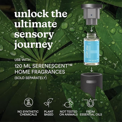 Homedics SereneScent Fabric Rechargeable Waterless Diffuser, Use with Homedics SereneScent Oil 120ml (Sold Separately) Cordless Aromatherapy, Adjustable Mist & Timer, 6 Calming Lights, Black