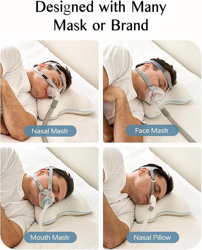 Travel Memory Foam CPAP Bed Pillow for Side & Back Sleepers, Portable Sleep Apnea Pillow with Storage Bag for All CPAP Masks Users, Washable Neck Support Pillow for Hotels Camping