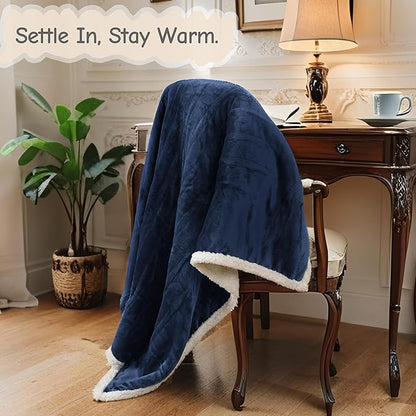 Electric Heated Blanket Queen Size 84"x90", Soft Flannel with Dual Controllers & Overheat Protection, 9 Adjustable Heat Settings & 10-Hour Auto-Off Timer, Fast Heating for Winter Comfort, Navy Blue