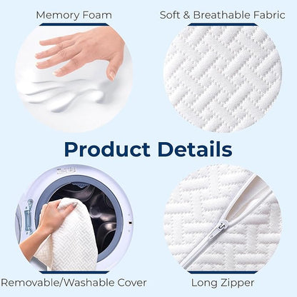5 STARS UNITED Knee Pillow for Side Sleepers - Hip Pain Relief, Memory Foam Leg Cushion for Side Sleeping - Between Legs Pillow for Sciatica & Lower Back Pain, White