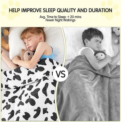 yescool Weighted Blanket 5 Pounds Cooling Weighted Lap Blanket, Cow Print Heavy Blankets, Comfortable Weighted Throw Blanket Gift for 40-60lbs, 36"x48"