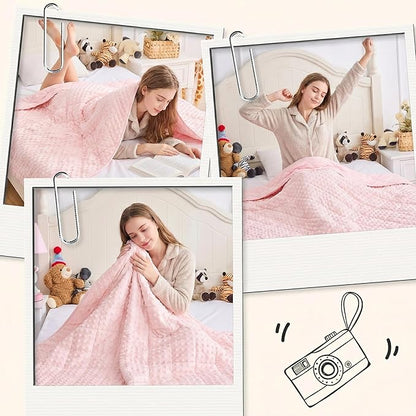 yescool Twin Size Pink Weighted Blanket for Adults 12 Pounds Cooling Weighted Heavy Blanket, Minky Throw Blankets Warm Weighted Comforter, Big Washable Thick Blankets Gift for 100-150lbs, 48 * 72in
