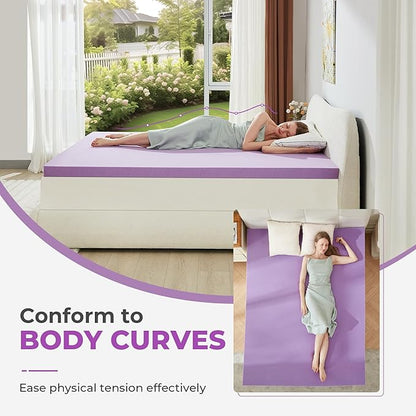 BDEUS 1.5 Inch Gel Memory Foam Mattress Topper Ventilated Soft Pressure Relieve Mattress Pad, Breathable Bed Topper, CertiPUR-US Certified, Queen Size
