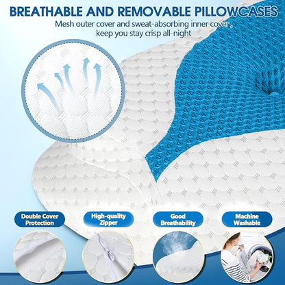 Memory Foam Pillows, Cervical Pillow for Neck and Shoulder Pain Relief, Ergonomic Contour Bed Pillow, Soft for Side Sleep Stomach Sleeping and Back Sleeper