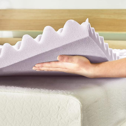 Mellow 2 Inch 5-Zone Memory Foam Mattress Topper, Soothing Lavender Infusion, Dorm Essentials, Twin