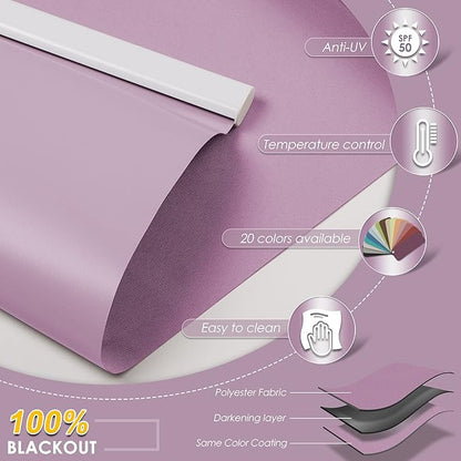 Allesin Motorized Roller Shade Work with Alexa for Window, 100% Blackout Smart Shades Cordless with Remote Control, Electric Automated Blinds for Window, Customized Size for Smart Home (Light Purple)