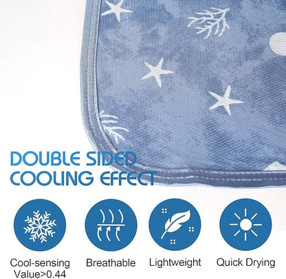 Ailemei Direct Cooling Throw Blanket with Double Sided Cold Effect, Lightweight Breathable Summer Coastal Theme Bed Blanket, Transfer Heat to Keep Body Cool for Hot Sleepers Night Sweats,50"x70"