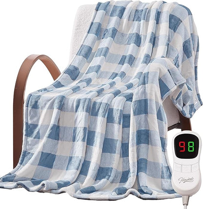 Homemate Electric Blanket Heated King Size - 100“x90“ Ultra Soft Cozy Flannel Heating Blanket with 10 Fast Heat Levels 8 Hours Auto Off Over-Heated Protection ETL Certification Keep Warm in Home