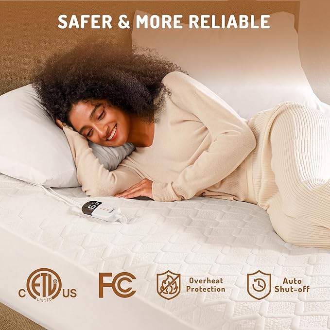 Full Size Heated Mattress Pad - Degrees of Comfort Electric Bed Warmer with Single Controller, 6 Heating Levels, 10-Hour Auto Shut-Off, Breathable Air-Layer, 54"x75"