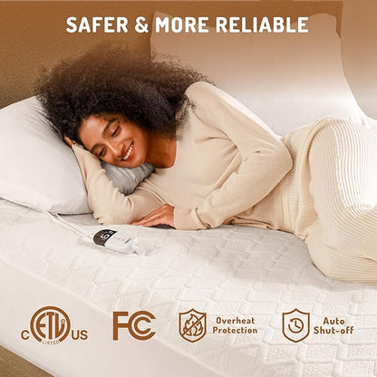 King Size Heated Mattress Pad - Degrees of Comfort Electric Bed Warmer with Dual Controllers, 6 Heating Levels, 10-Hour Auto Shut-Off, Breathable Air-Layer, 78"x80"